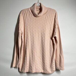Calvin Klein Womens Light Pink Drop Shoulder Turtleneck Pullover Sweater Size XL